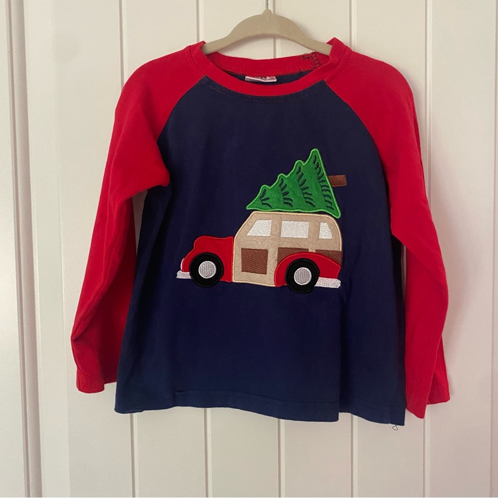 Boys Christmas raglan truck and Christmas tree top